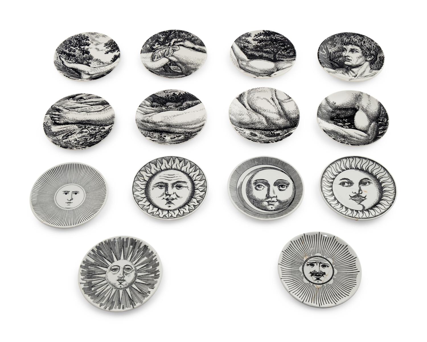 A Group of Fourteen Piero Fornasetti Porcelain Coasters