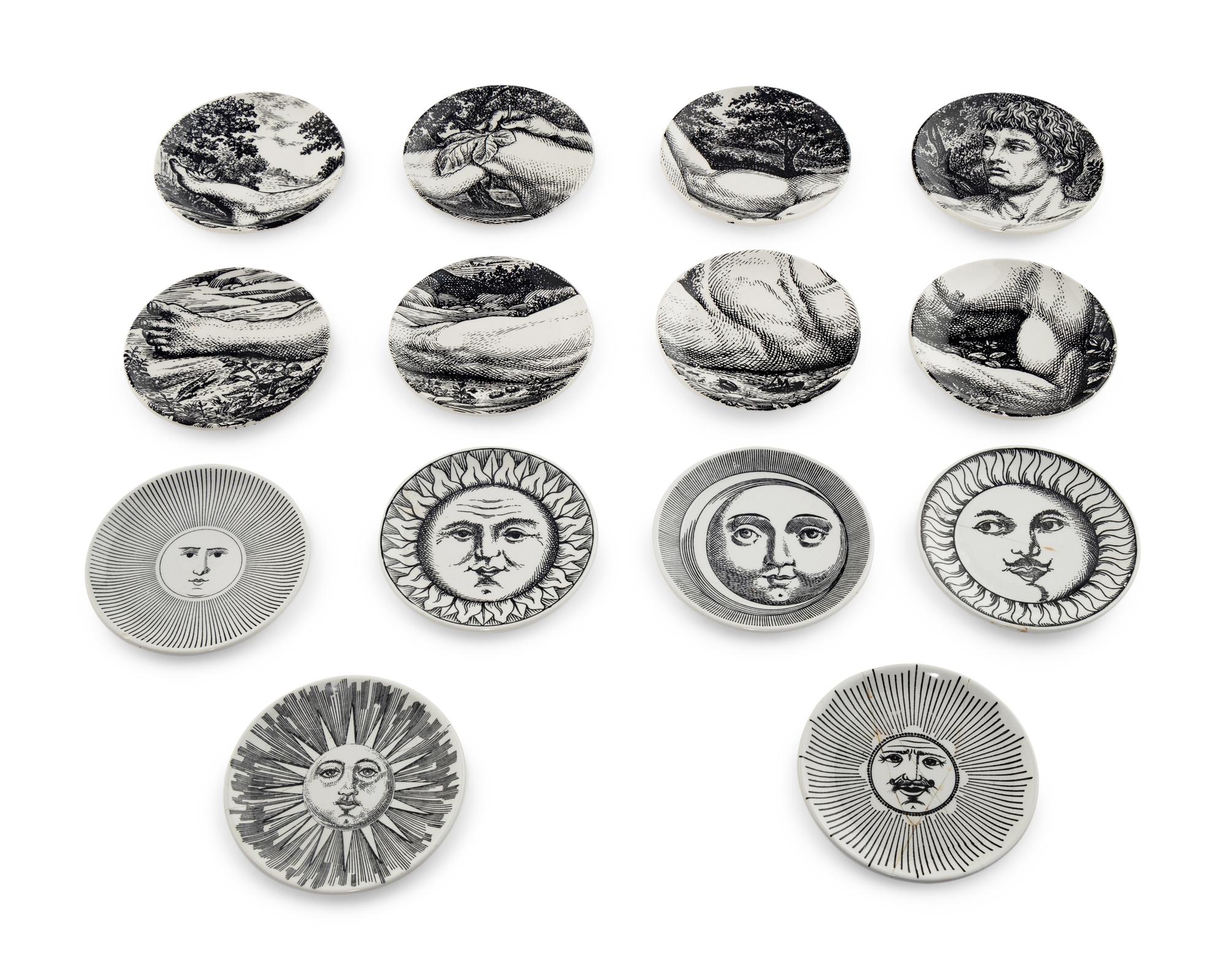 A Group of Fourteen Piero Fornasetti Porcelain Coasters