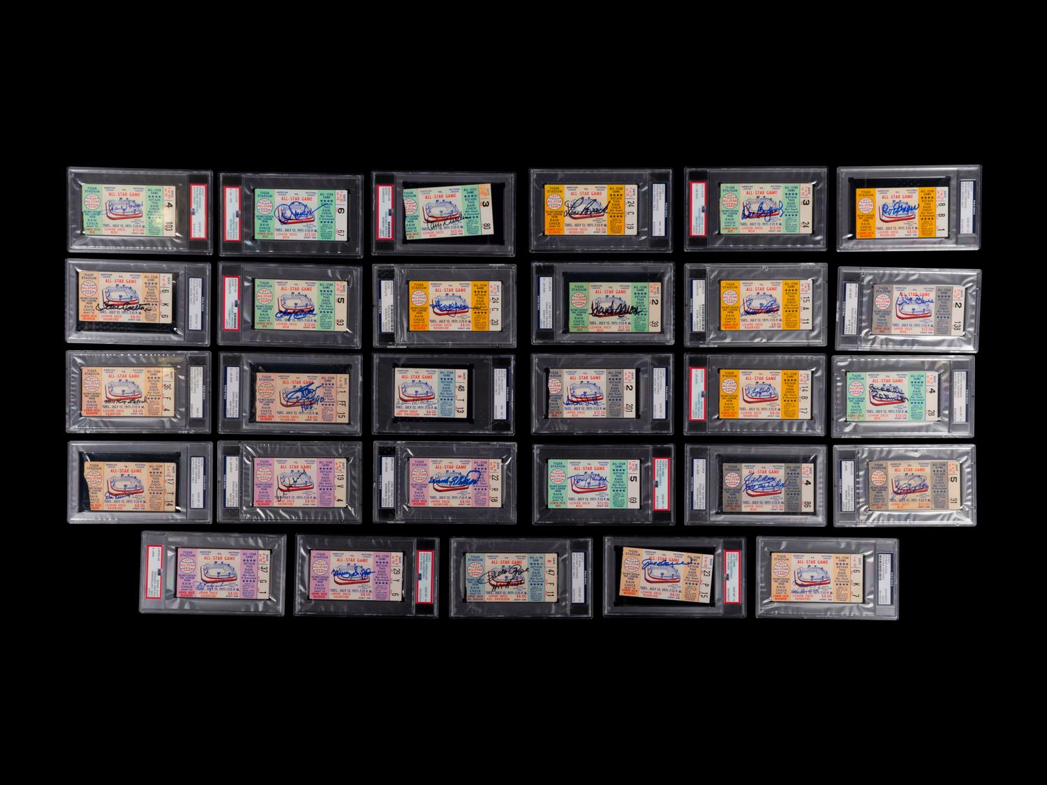 An Exceptional Collection of 29 1971 Major League Baseball All-Star Game Signed Autograph Tickets (PSA Authentic Encapsulated),