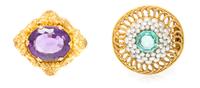 A Collection of Victorian Yellow Gold and Multi Gem Brooches, 11.00 dwts.