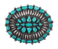 Large Navajo Silver and Turquoise Cluster Pendant / Pin