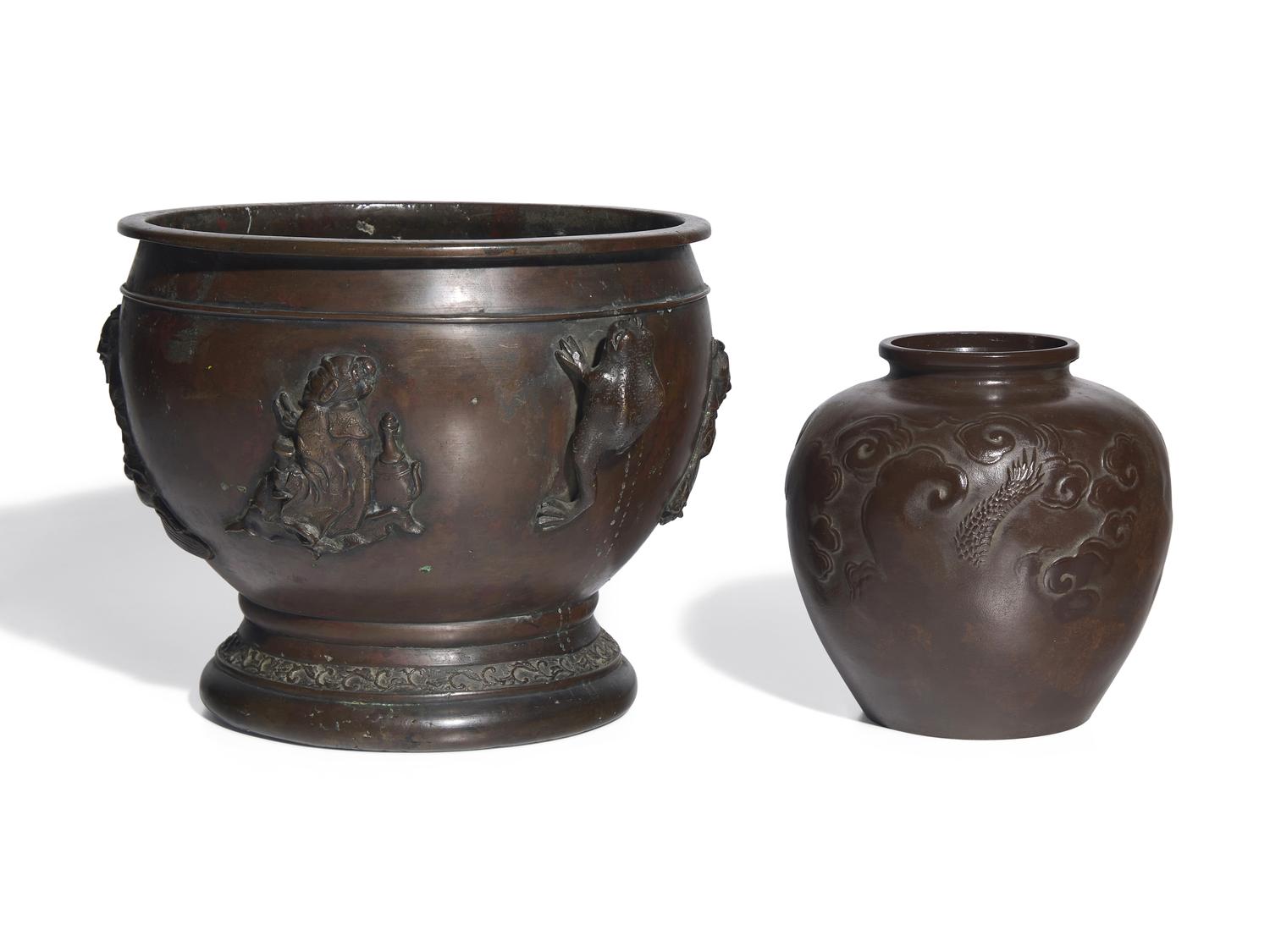 Two Japanese Bronze Vases