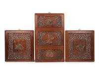 Three Carved and Reticulated Huanghuali Panels