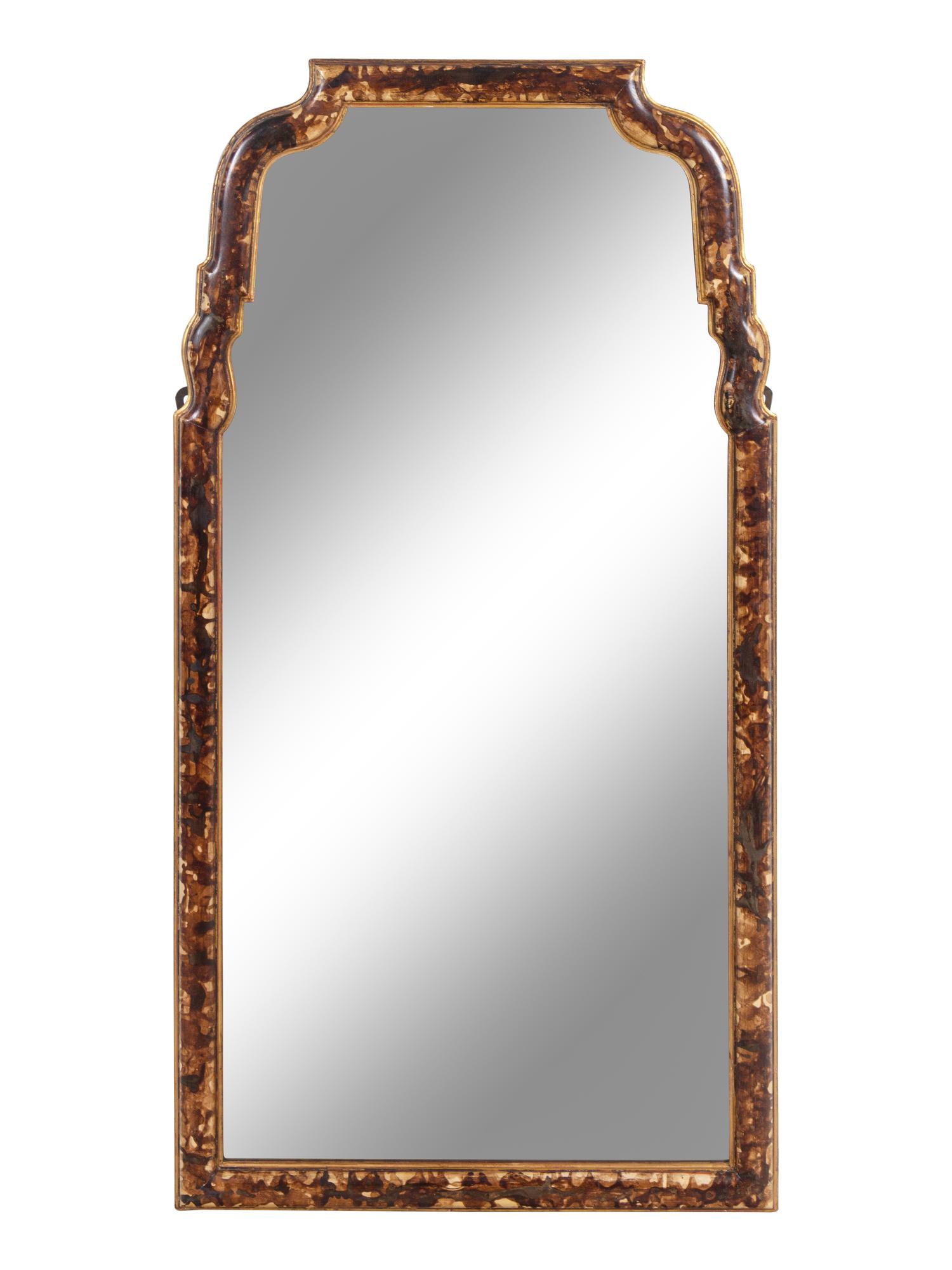 A Queen Anne Style Faux Tortoise Shell Painted Pier Mirror