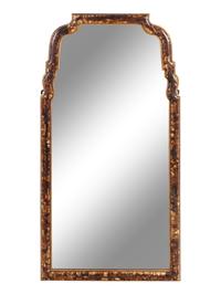 A Queen Anne Style Faux Tortoise Shell Painted Pier Mirror