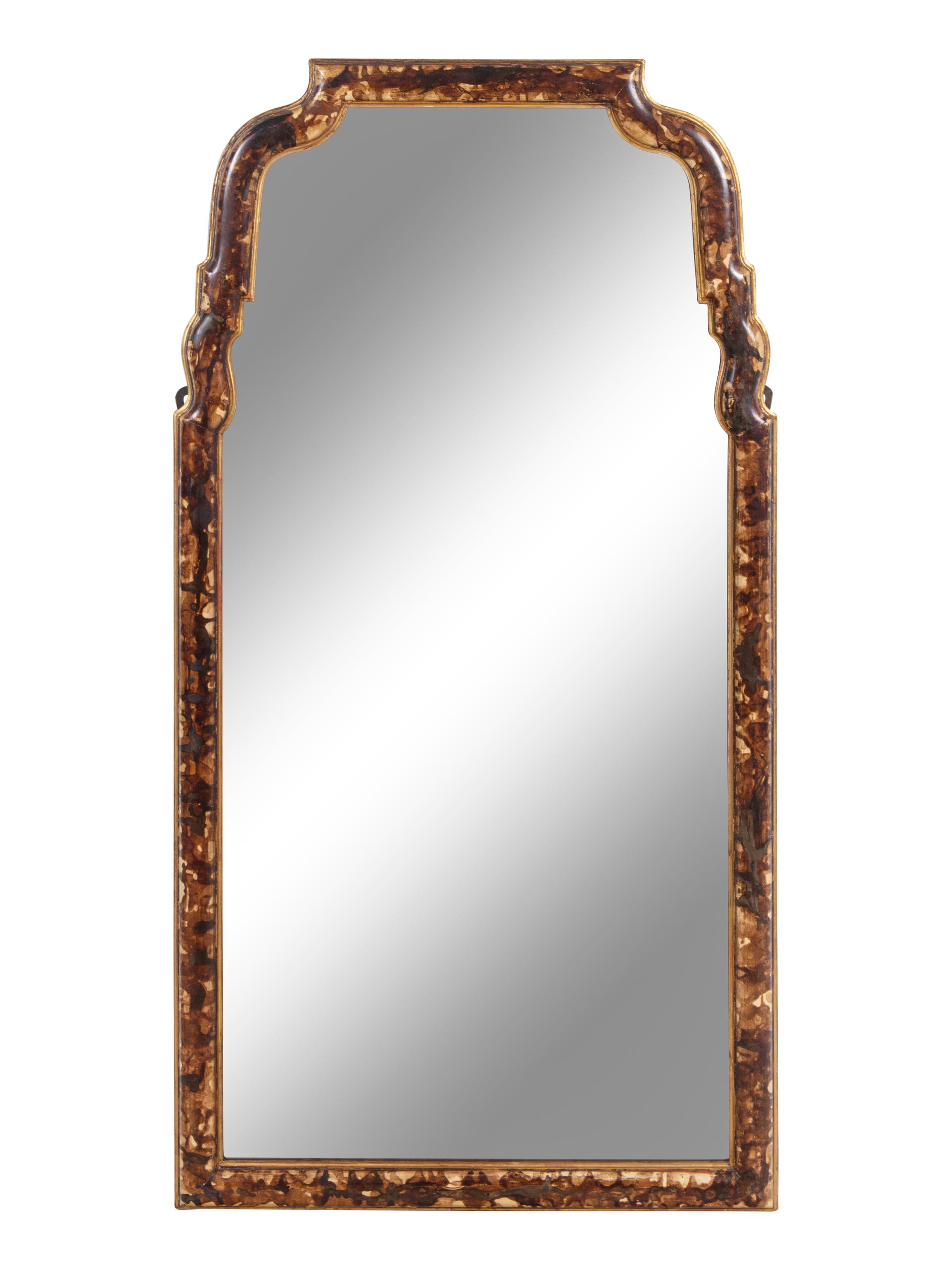 A Queen Anne Style Faux Tortoise Shell Painted Pier Mirror