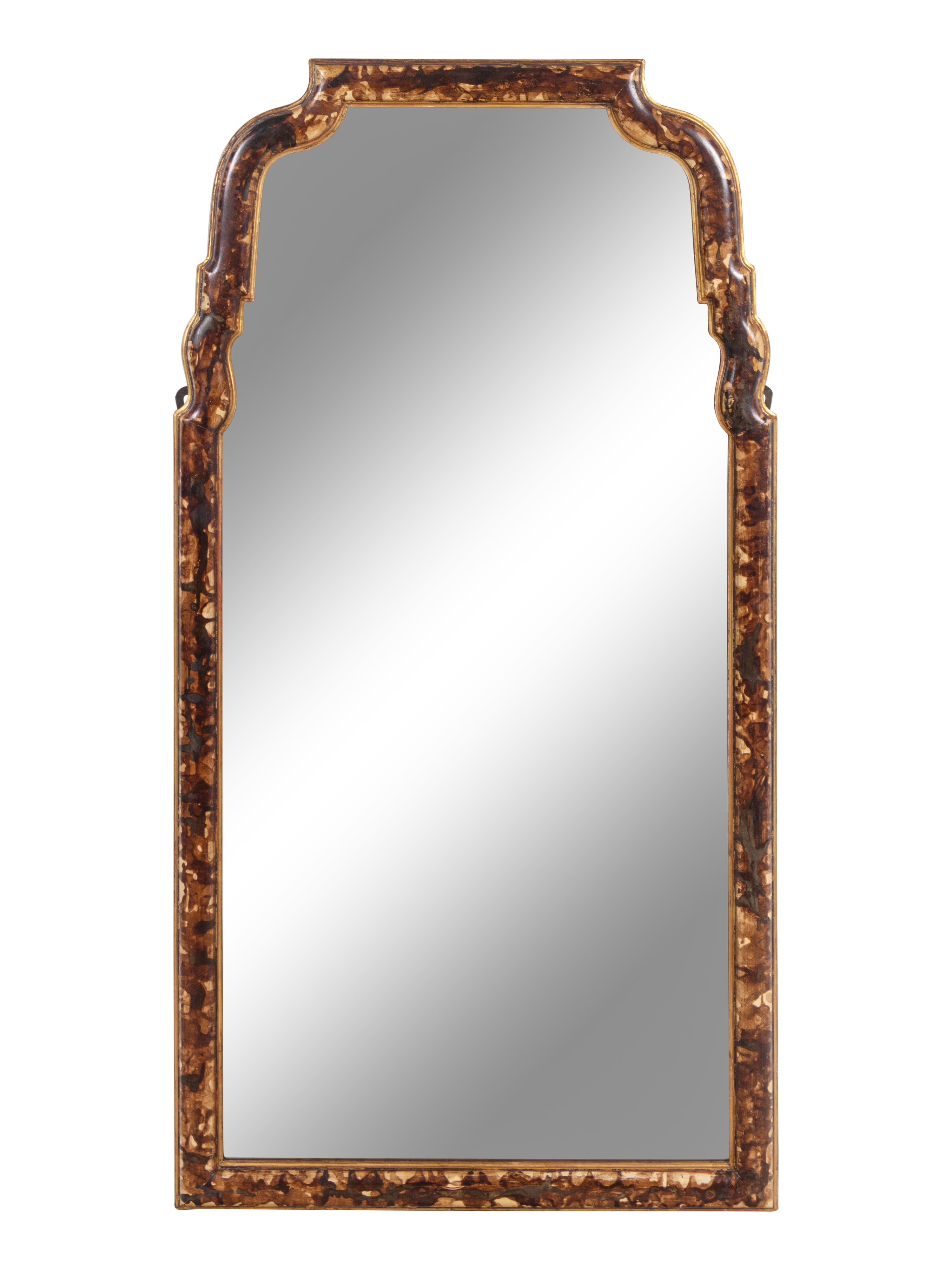 A Queen Anne Style Faux Tortoise Shell Painted Pier Mirror
