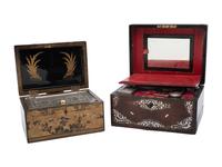 A Lacquer Tea Caddy and a Rosewood Toiletry Box