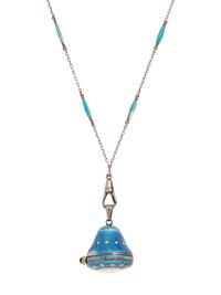 A Silver and Enamel Pendant Watch Necklace,