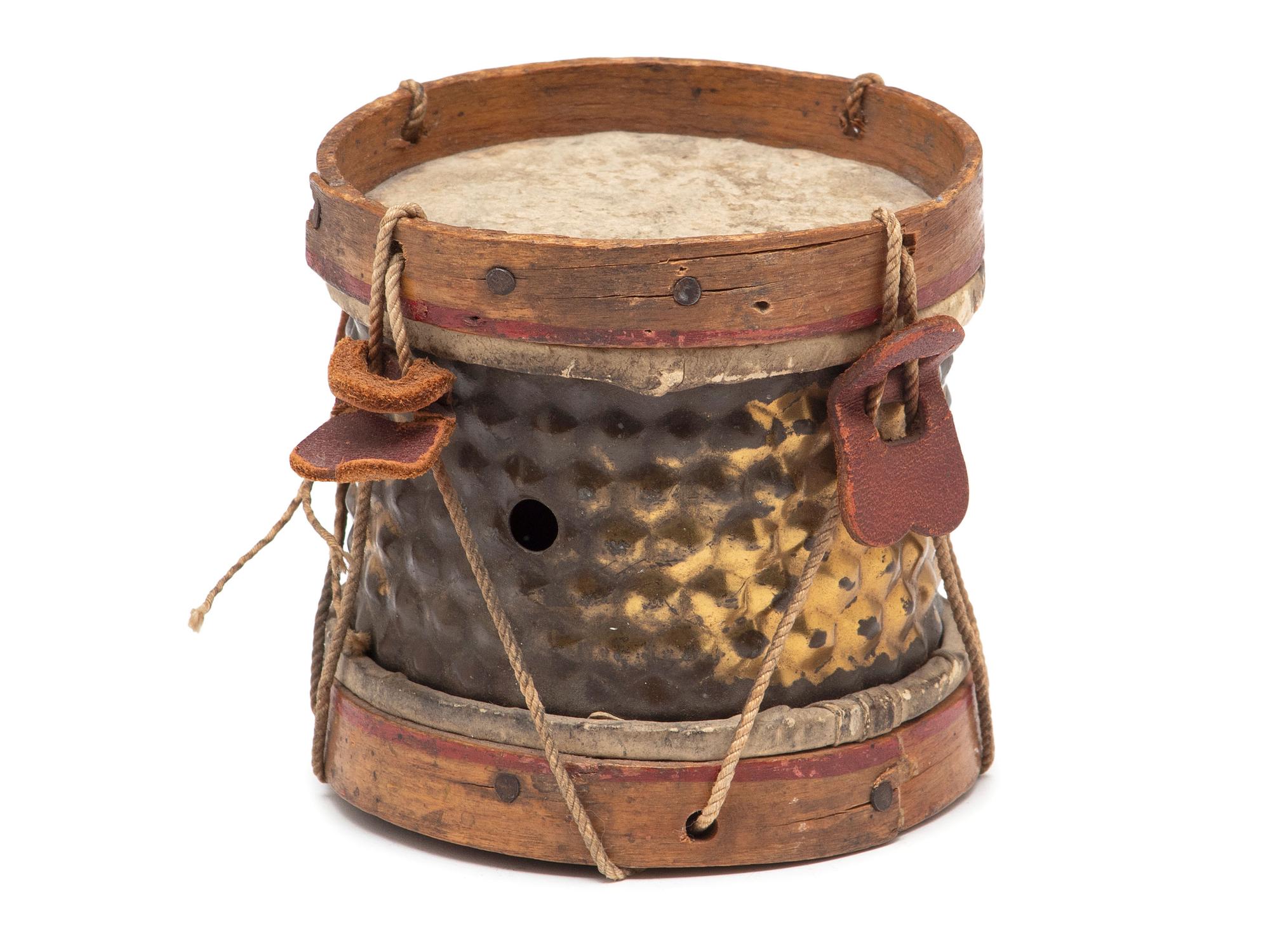 A Miniature Metal Mounted Snare Drum