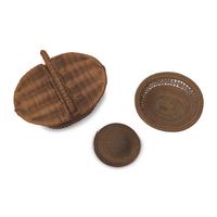 A Group of Three Shaker Miniature Woven Baskets and Hat
