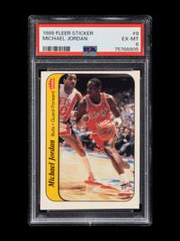 A 1986 Fleer Michael Jordan Rookie Basketball Sticker No. 8 (PSA 6 EX-MT),