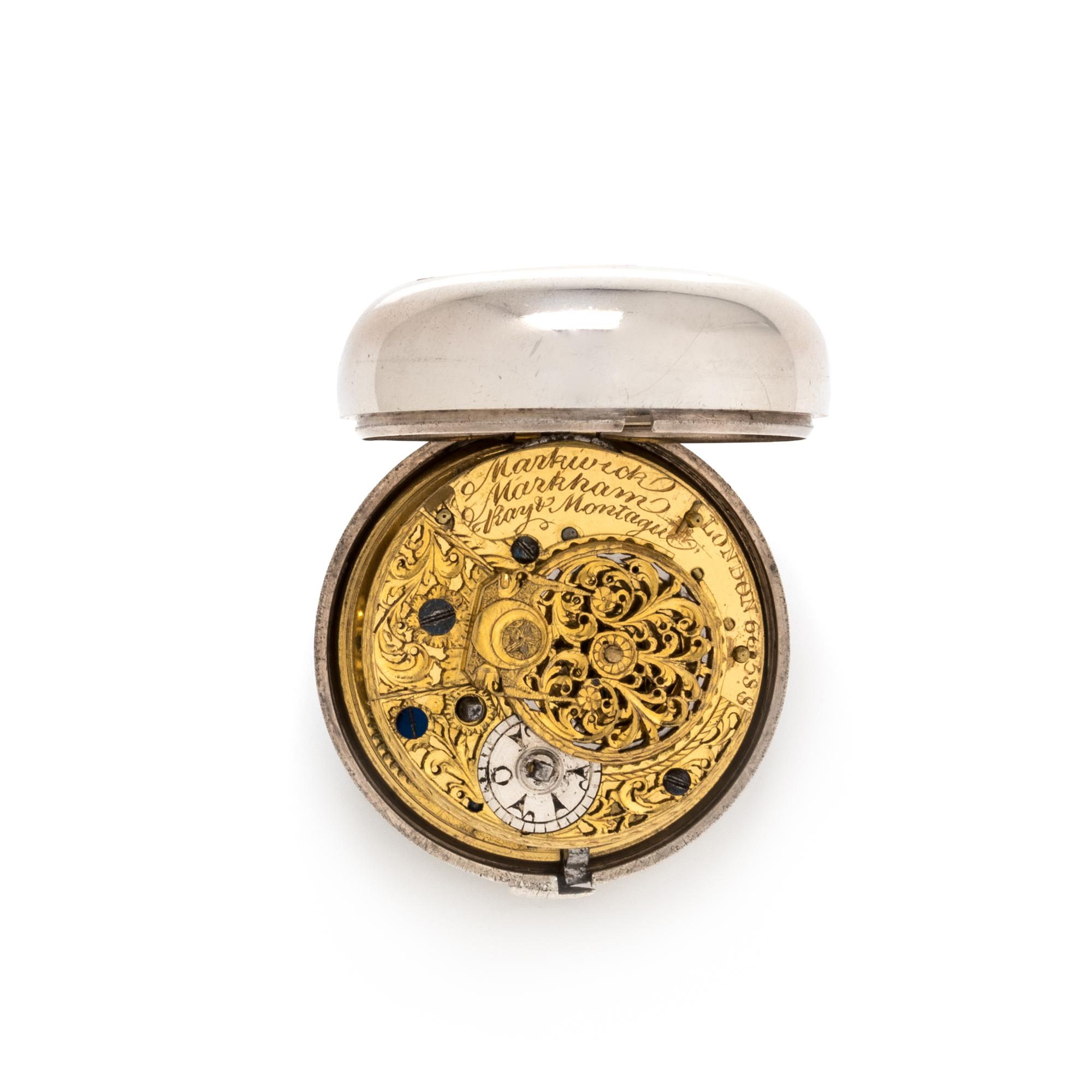 BRITISH, STERLING SILVER OPEN FACE POCKET WATCH