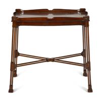 A Regency Style Mahogany Silver Table with X-Form Stretcher