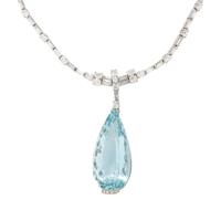 AQUAMARINE AND DIAMOND NECKLACE