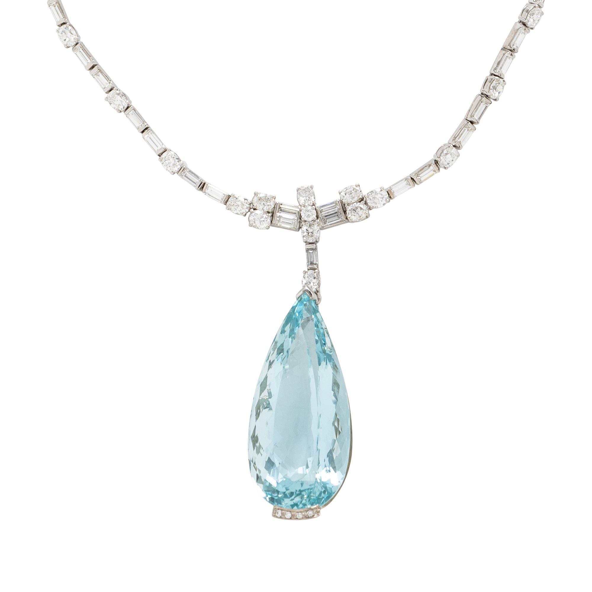 AQUAMARINE AND DIAMOND NECKLACE