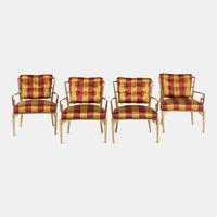 Set of Four Greek Revival Armchairs with Scalamandré Silk Satin Upholstery