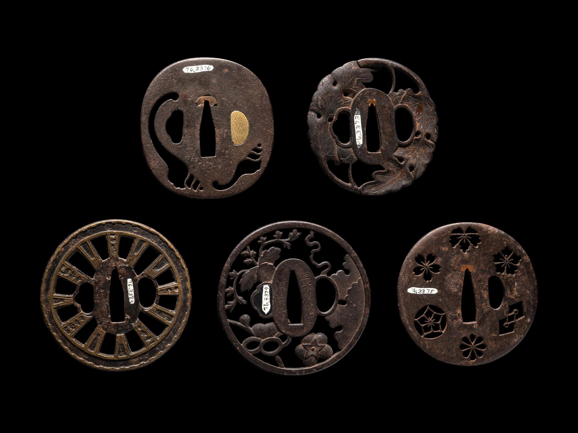 Five Japanese Iron Tsuba