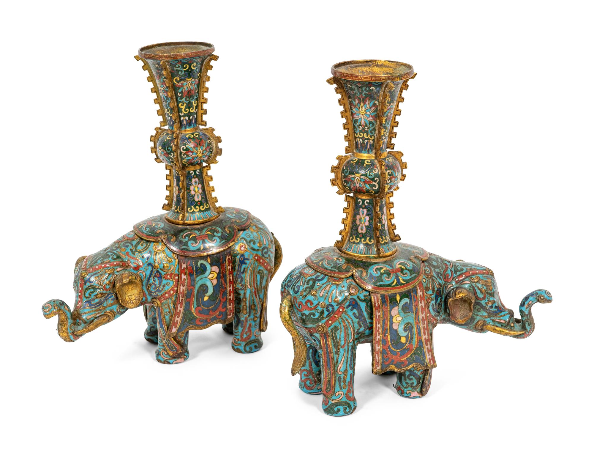 Two Pairs of Chinese Cloisonne Animals