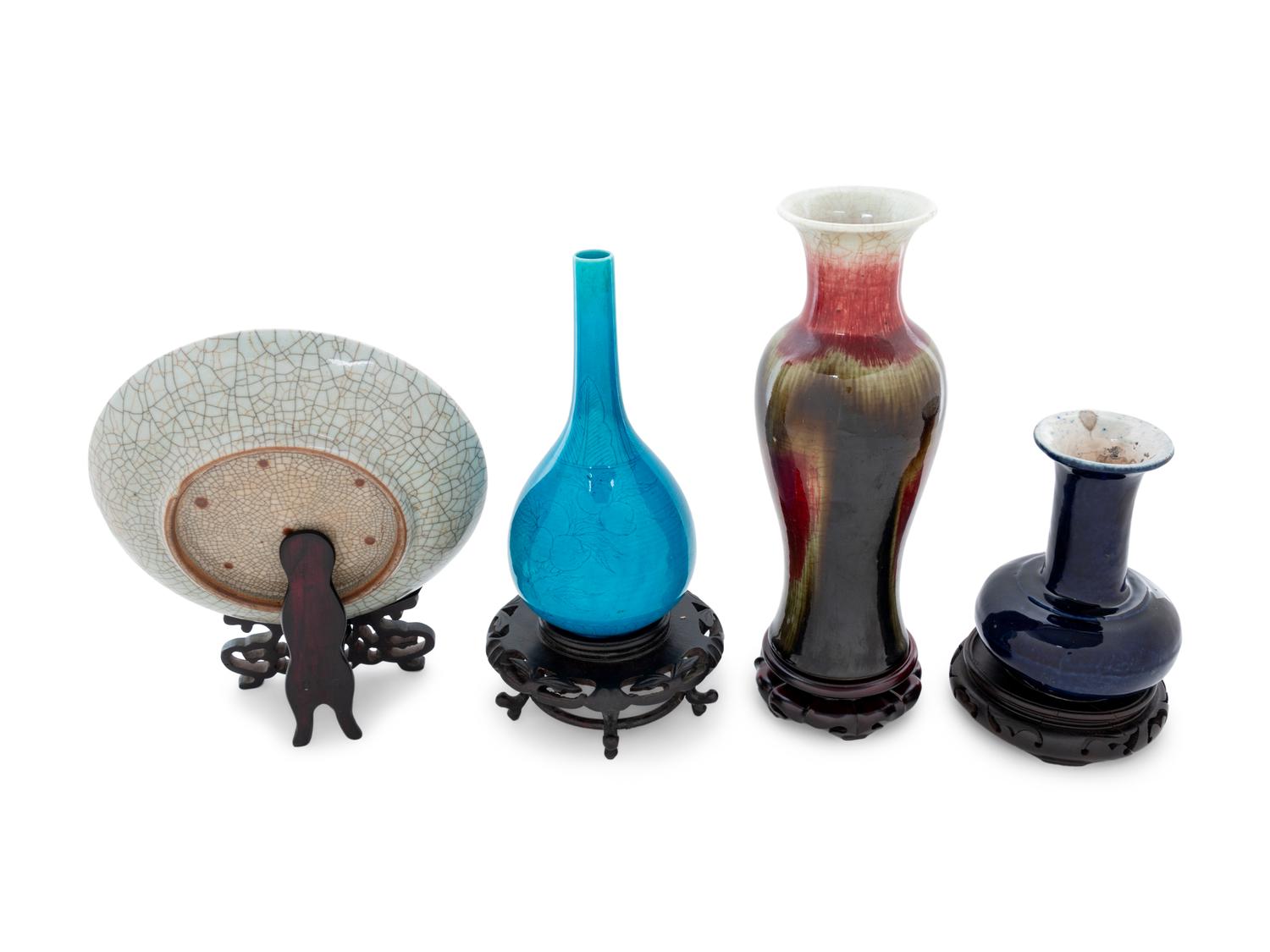 Six Chinese Monochrome Glazed Porcelain Articles
