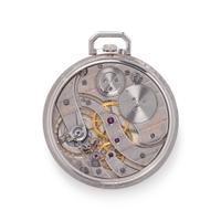 PATEK PHILIPPE, ART DECO, PLATINUM AND DIAMOND OPEN FACE POCKET WATCH