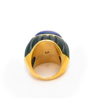 SAPPHIRE AND NEPHRITE JADE BOMBE RING