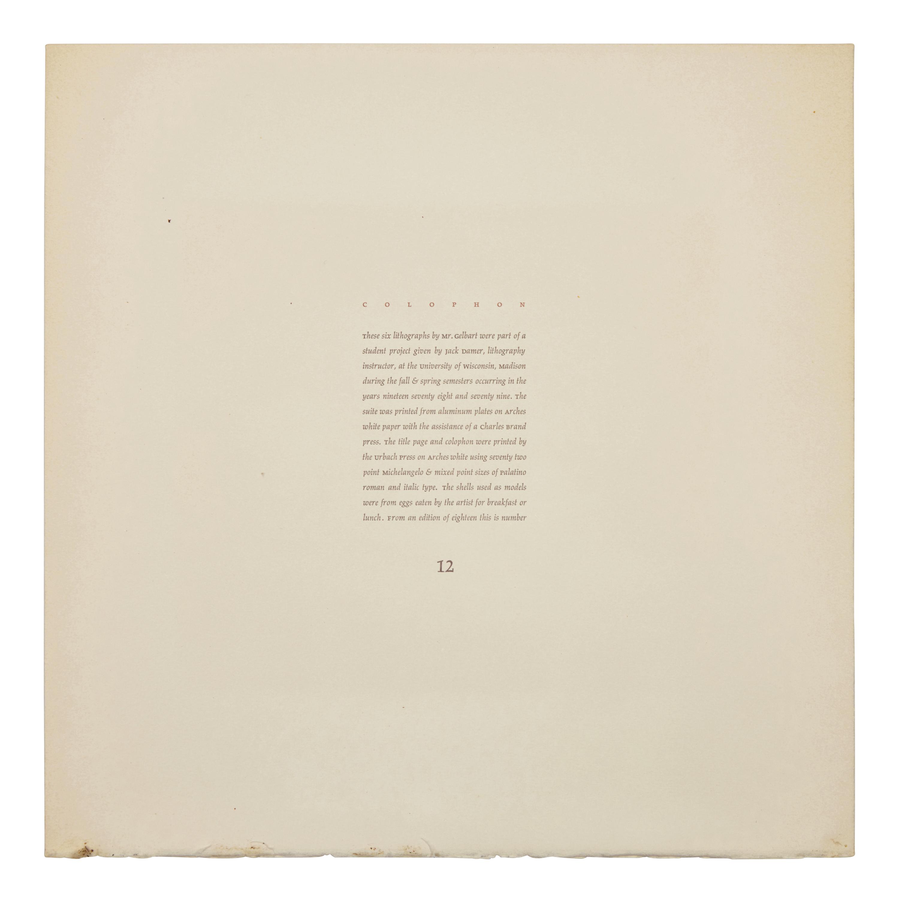 Eg'Shels, A Suite of Lithographs , 1978-79