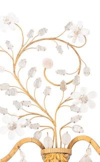 A Pair of Gilt Metal and Rock Crystal Sconces