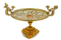 A Continental Gilt Bronze and Champleve Tazza Height 7 3/4 x width 13 1/8 inches. — LATE 19TH/EARLY 20TH CENTURY
