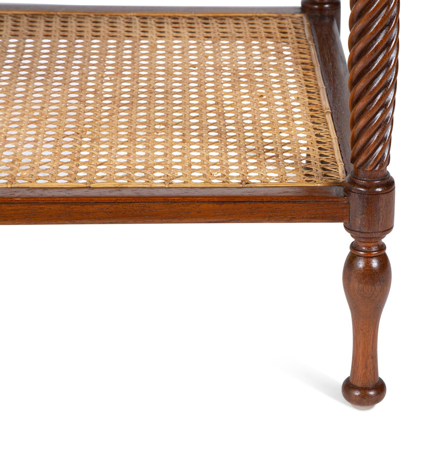 A Pair of Plantation Style Teak Open Armchairs and a Two-Tier Side Table — 20TH CENTURY