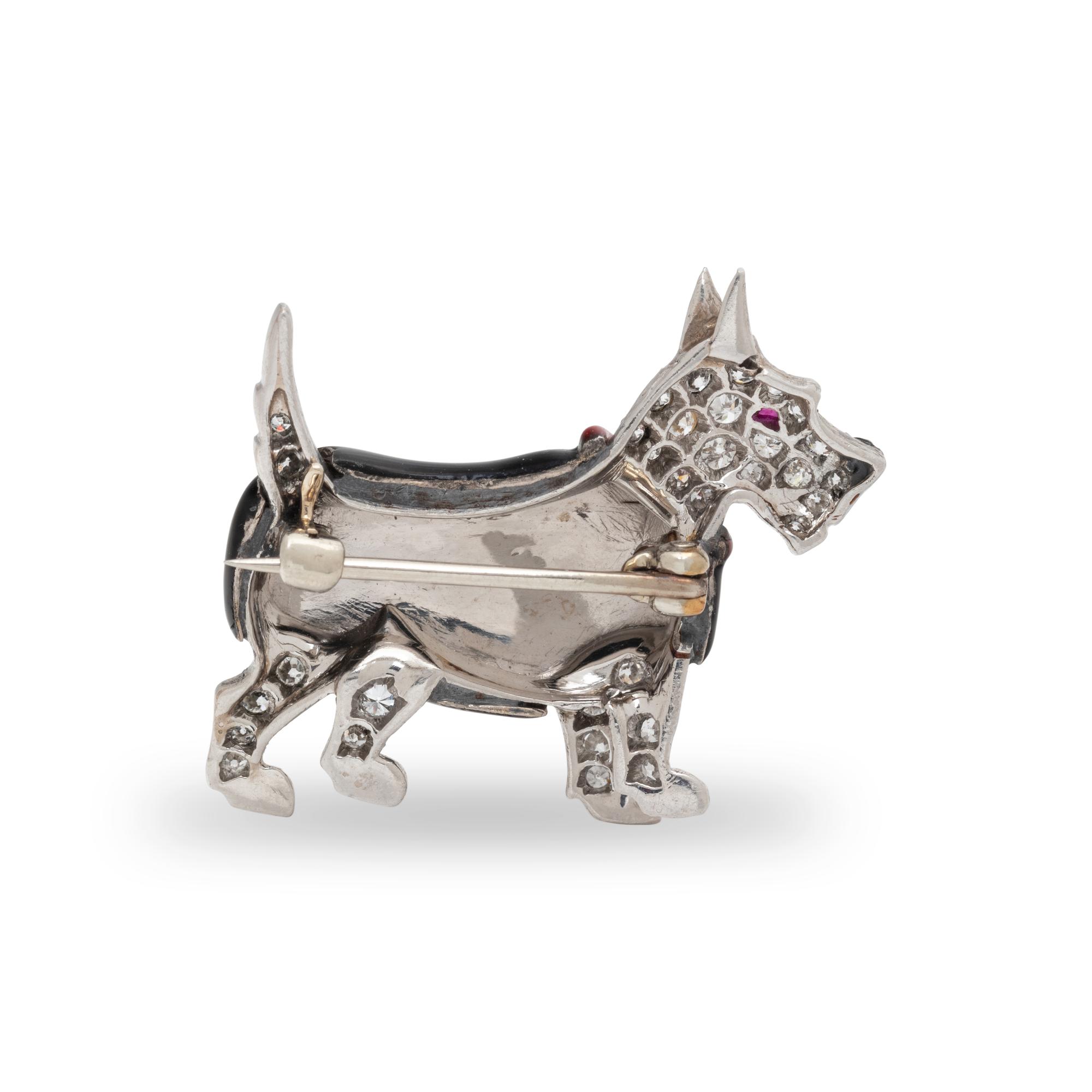 DIAMOND AND ENAMEL DOG MOTIF JEWELRY
