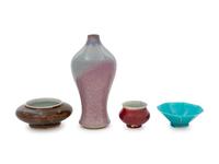 A Group of Four Chinese Monochrome Glazed Porcelain Articles