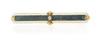 A Yellow Gold, Polychrome Enamel and Diamond Bar Brooch, 3.40 dwts.