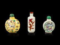 Three Chinese Famille Rose Porcelain Snuff Bottles