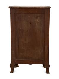 A Louis XV Style Gilt Bronze Mounted Parquetry and Vernis Martin Marble-Top Cabinet