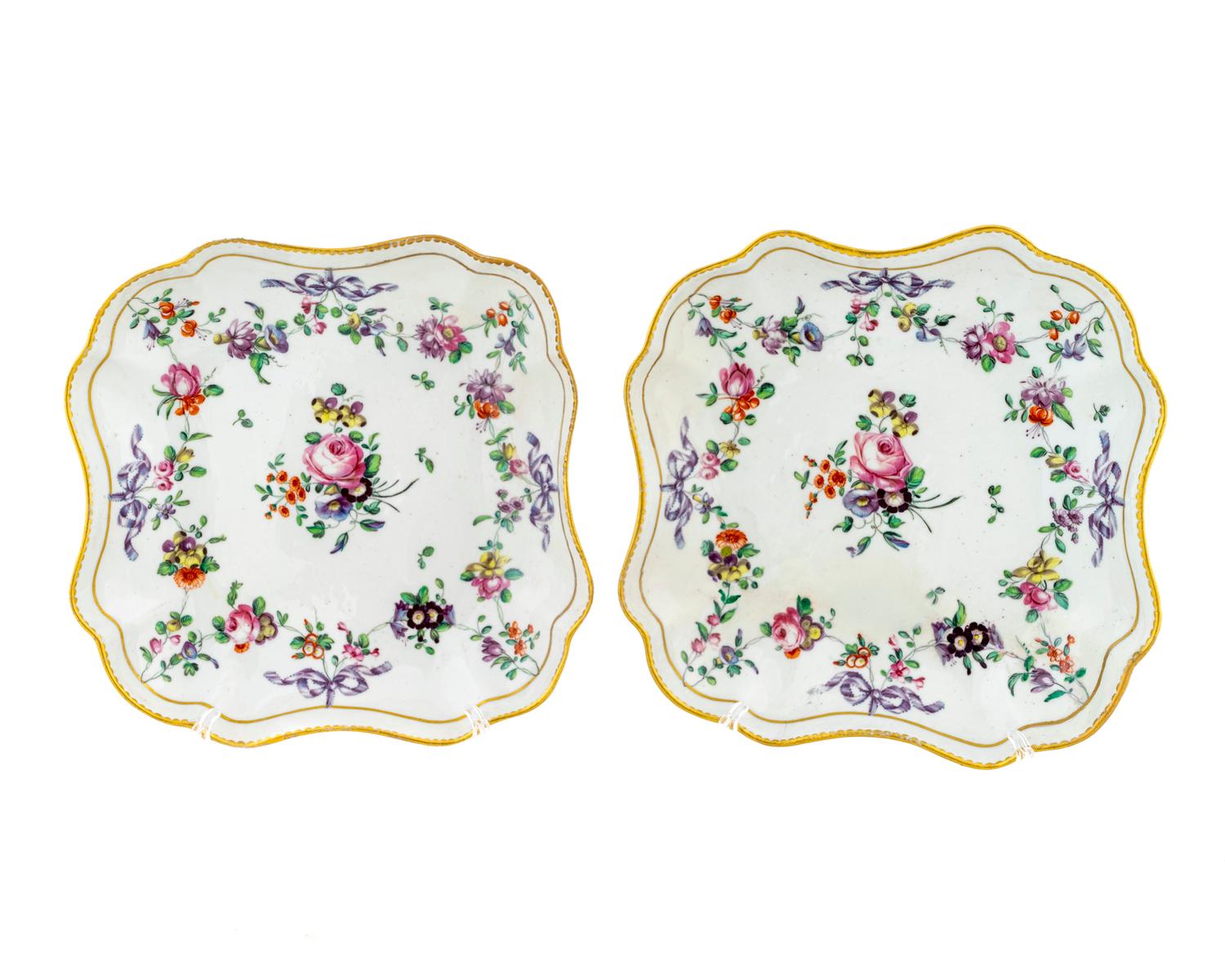 A Pair of Bristol Porcelain Square Dishes — C. 1765