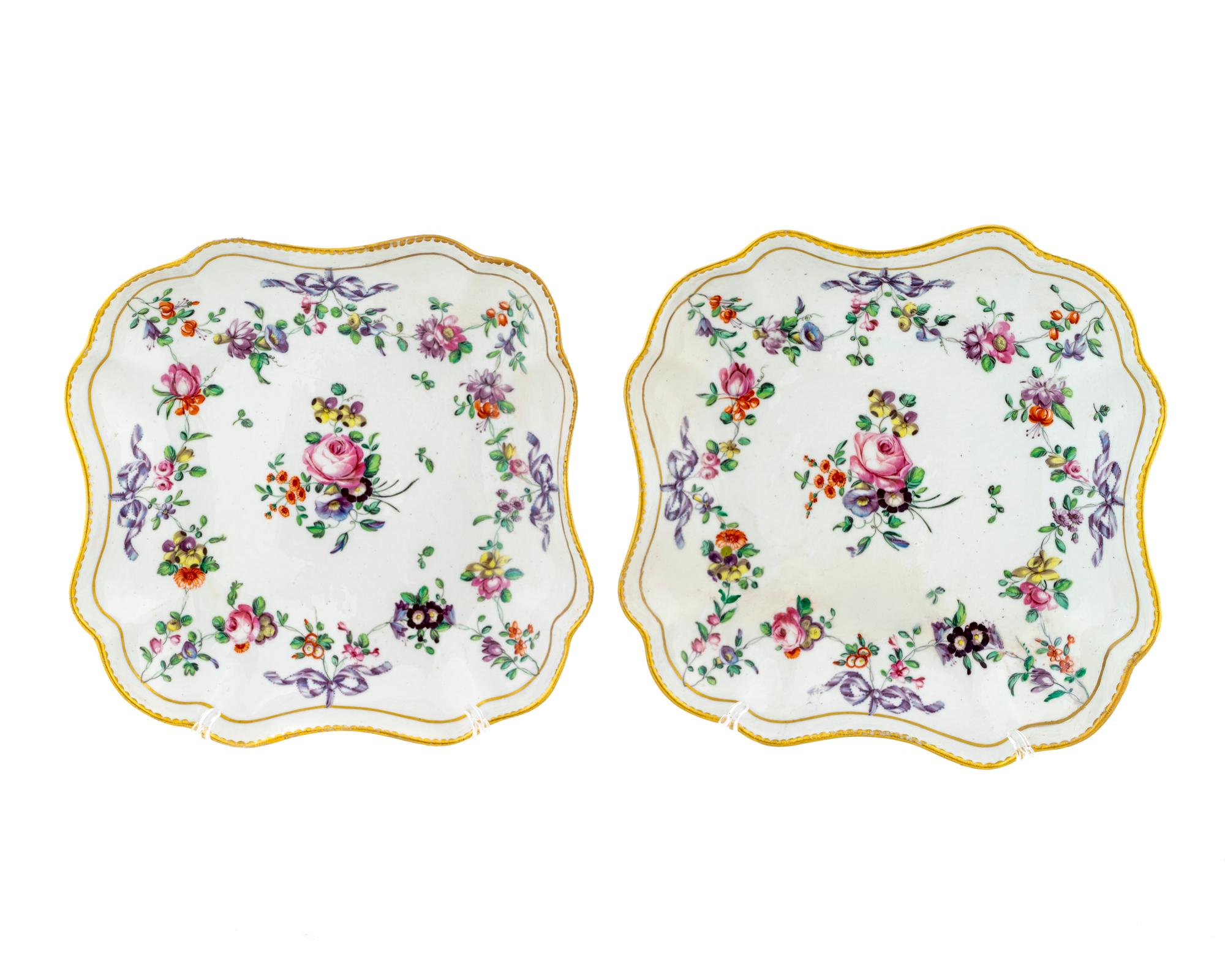 A Pair of Bristol Porcelain Square Dishes — C. 1765