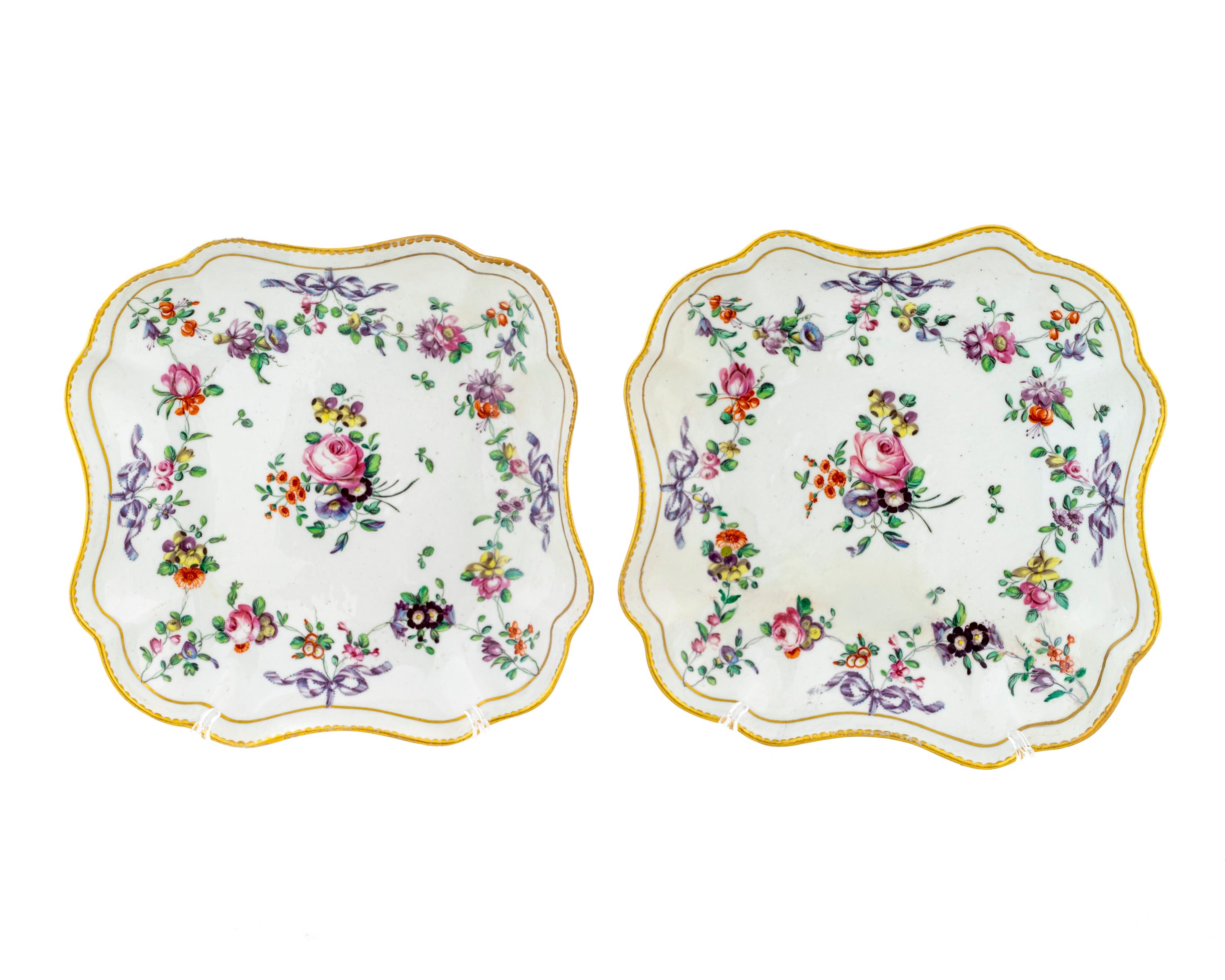 A Pair of Bristol Porcelain Square Dishes — C. 1765