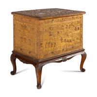 A Burmese Gilt Lacquer Manuscript Chest on an Associated Stand