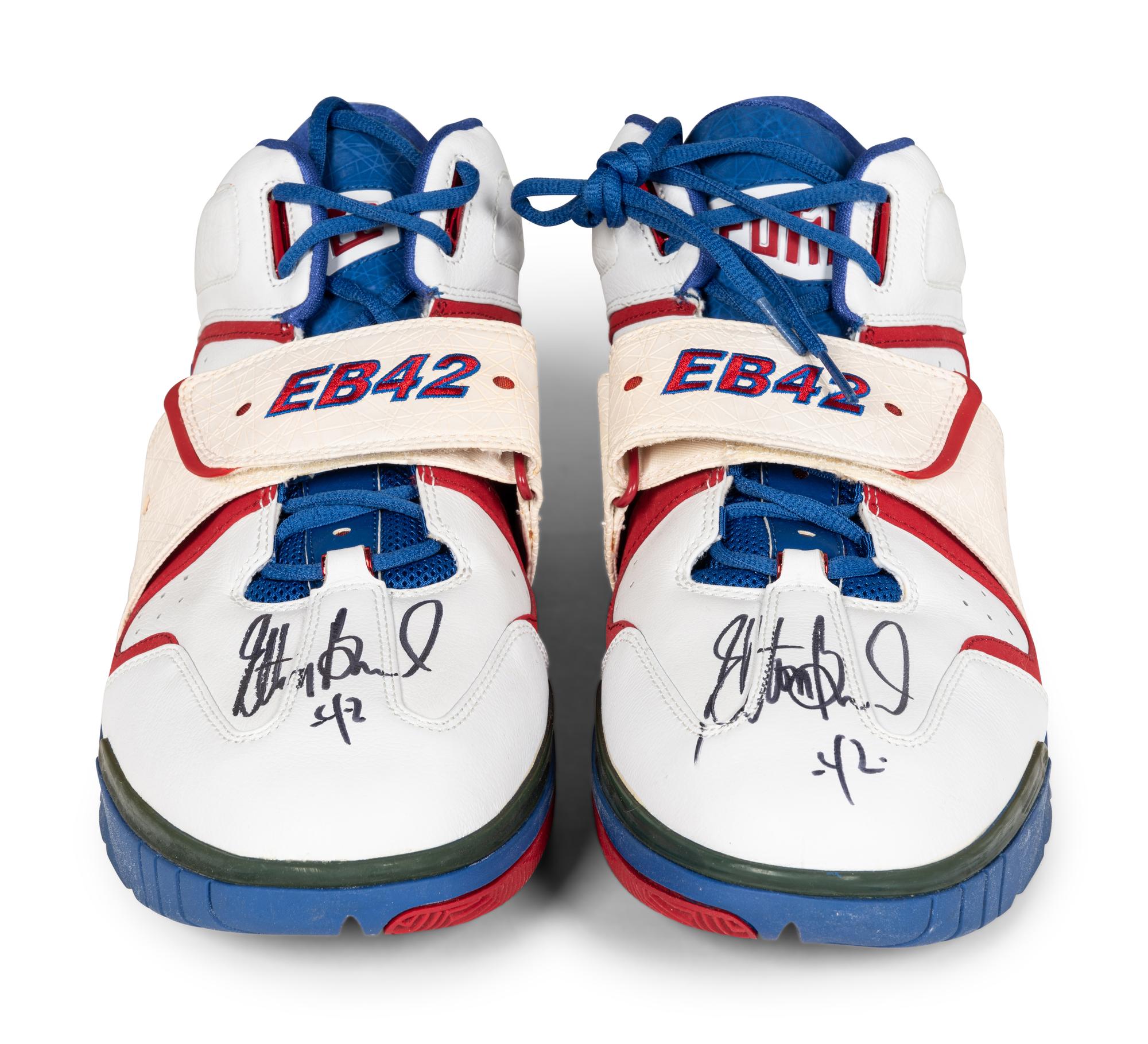 A Pair of Elton Brand Game Issued Signed Autograph Nike Air Force Basketball Shoes Gifted Directly From Brand (EB42 Personal Edition),