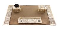 A Tiffany Studios Silvered Bronze Desk Set, Width of first 3 inches. — EARLY 20TH CENTURY