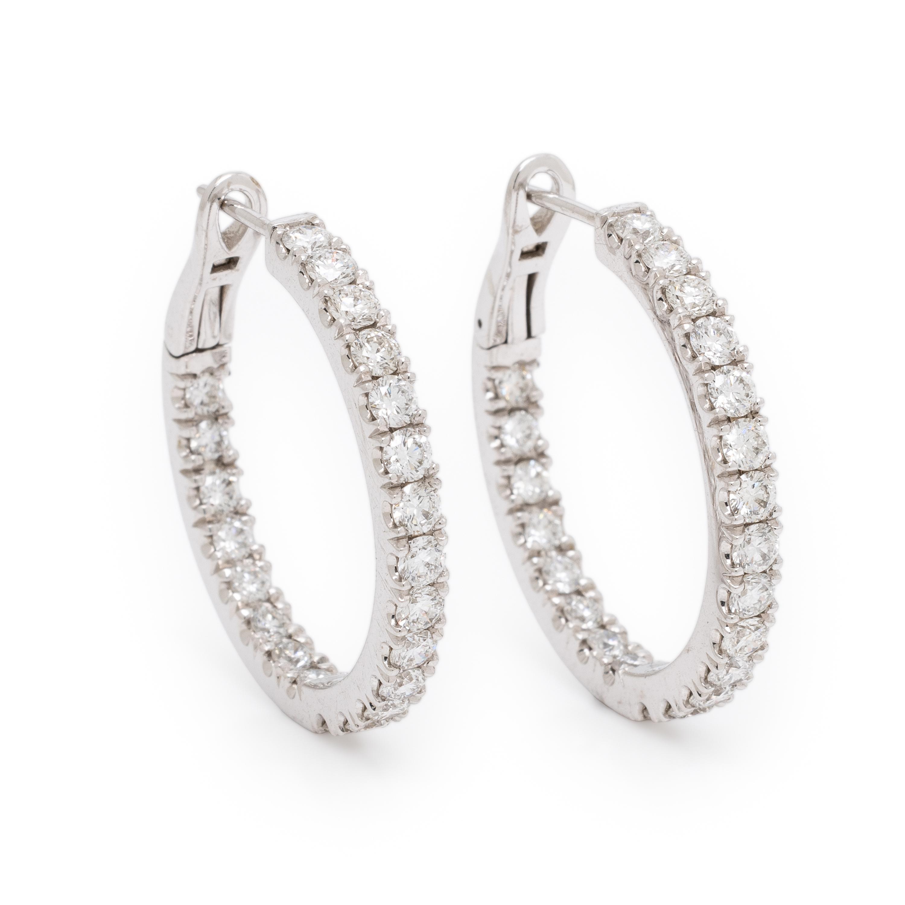 Diamond and White Gold Inside Out Hoop Earrings