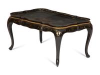 A Black and Gilt Chinoiserie-Decorated Tray Top Low Table