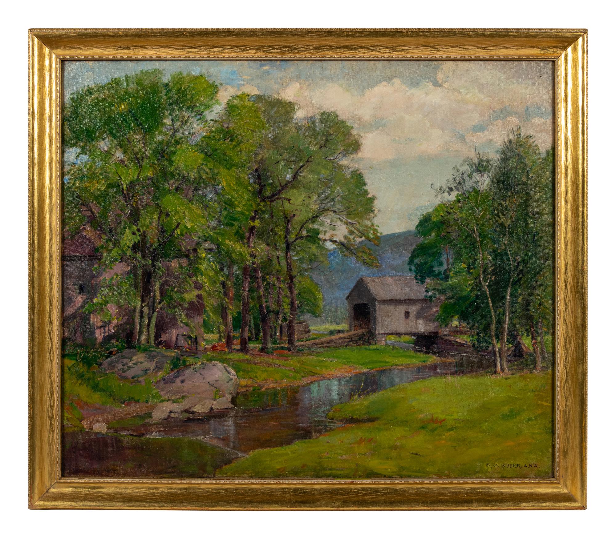 Landscape with Covered Bridge and Stream