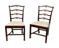 A Set of Four George III Style Mahogany Ribbon-Back Side Chairs — 19TH/20TH CENTURY