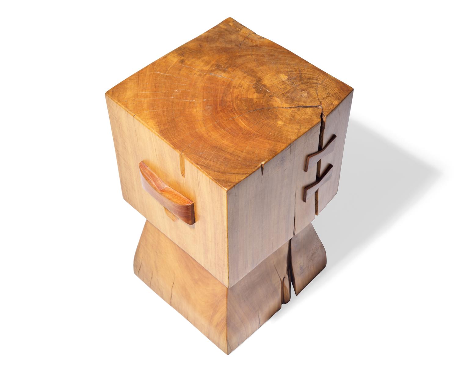 Wood Cube Side Table