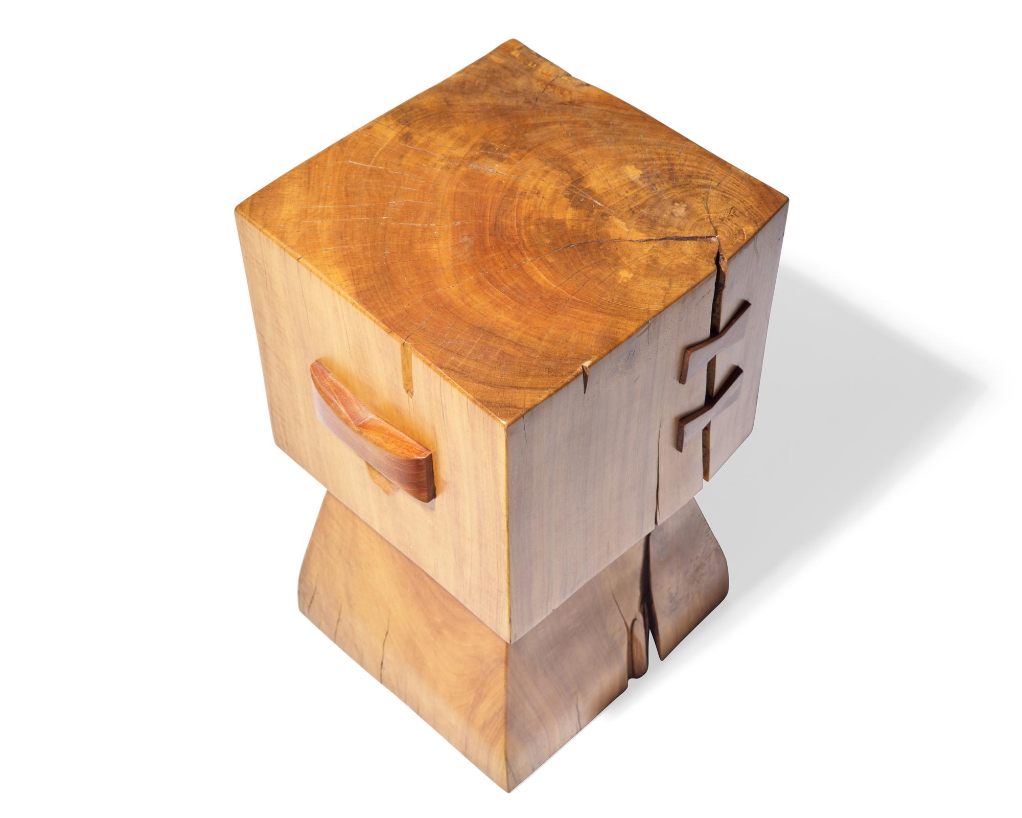 Wood Cube Side Table