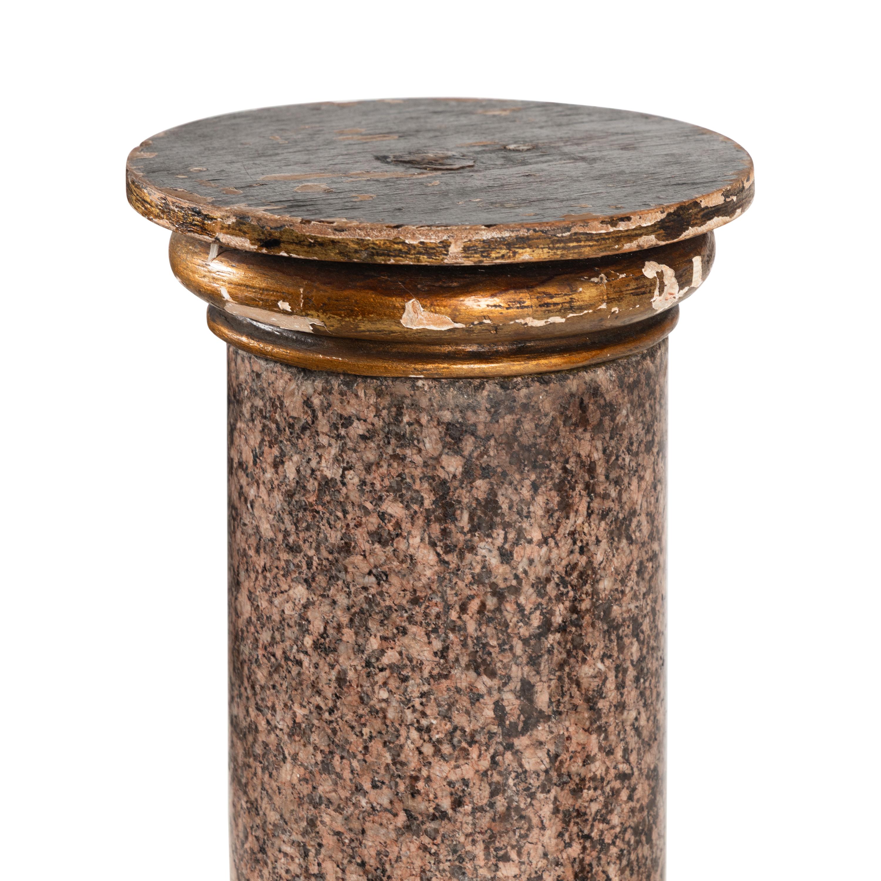 A Pair of Continental Pink Granite Pedestals