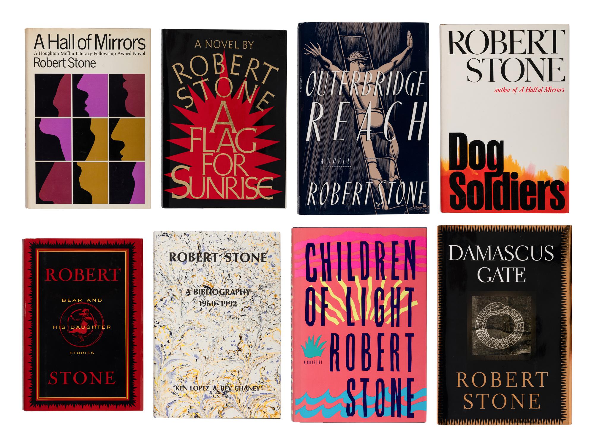 STONE, Robert (1937-2015). A group of 8 FIRST EDITIONS, ALL SIGNED OR INSCRIBED, comprising: