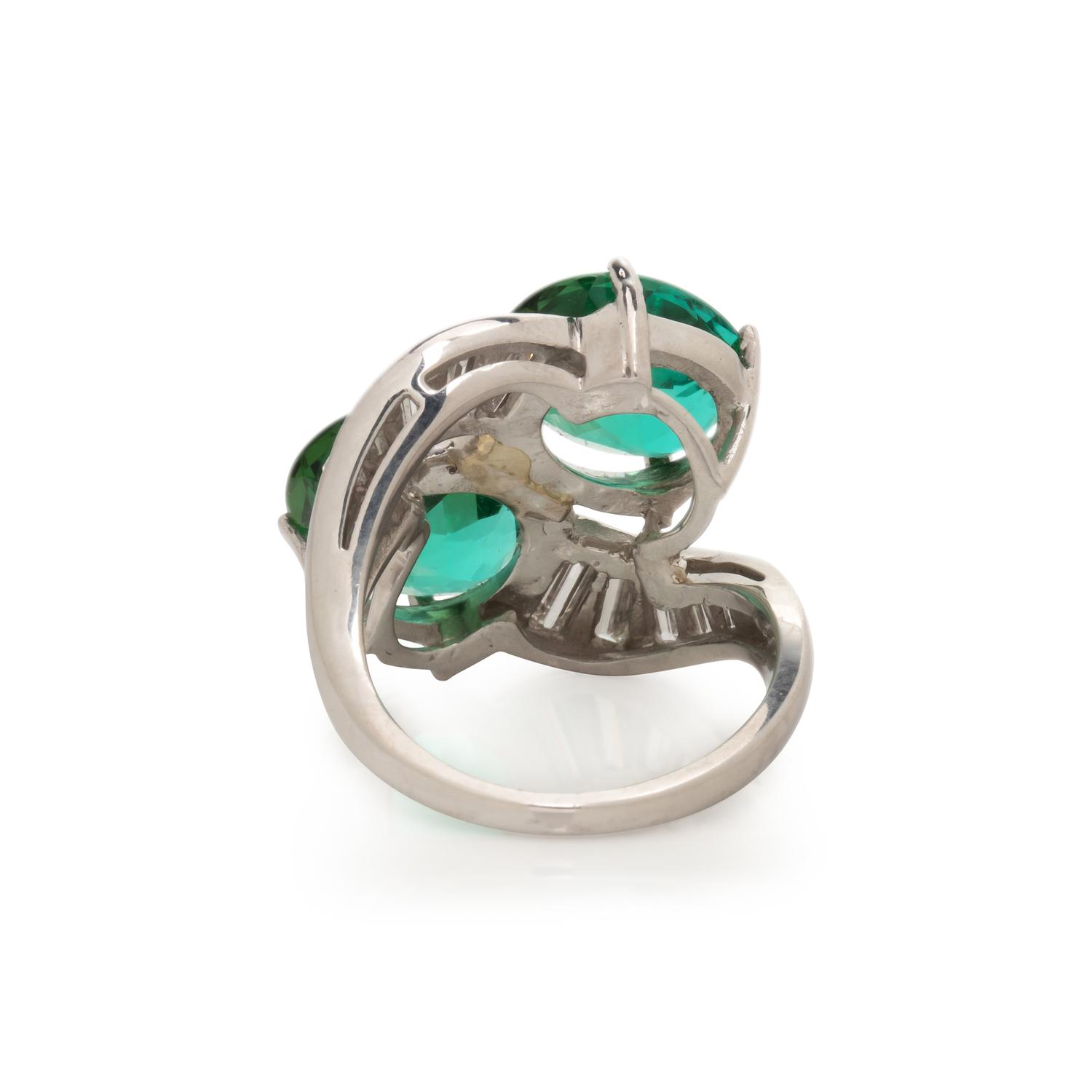 PLATINUM, GREEN TOURMALINE, AND DIAMOND RING